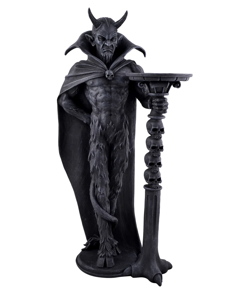 Teufelsbutler mit Totenkopfsäule als Beistelltisch