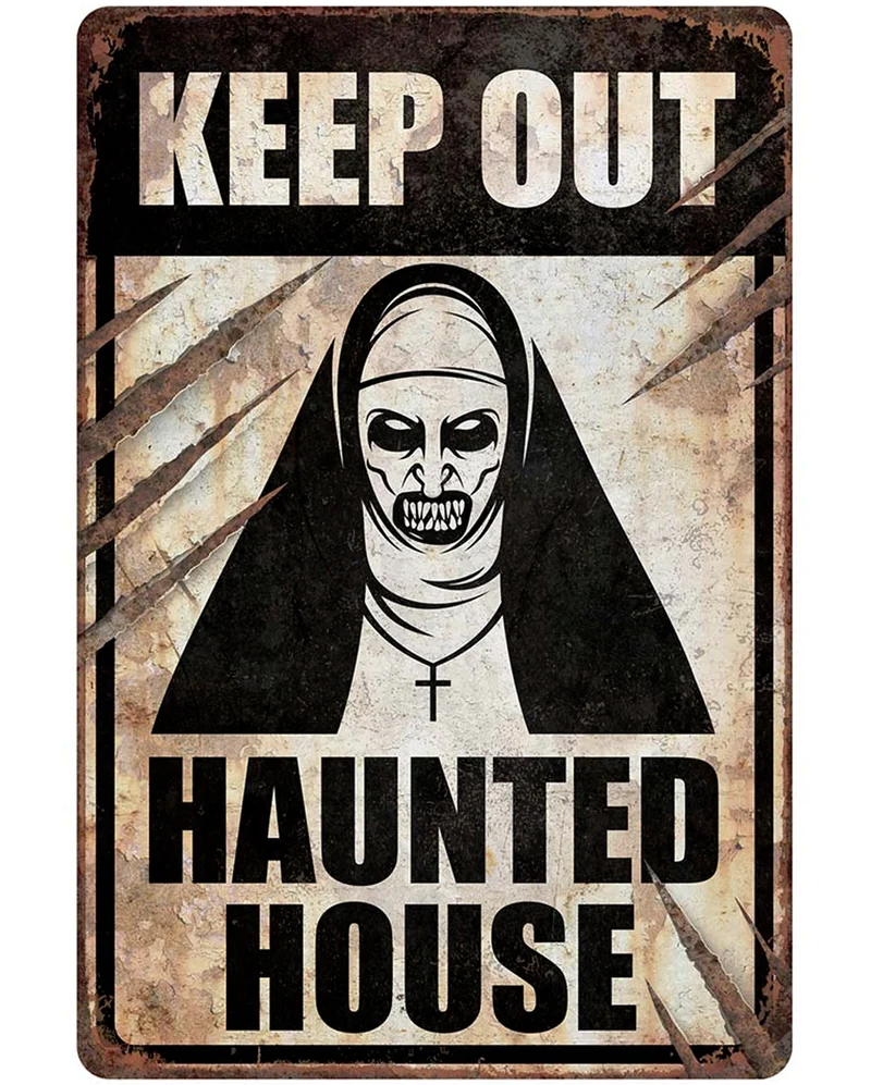 Keep Out Haunted House Warnschild Nonne 24x36 cm