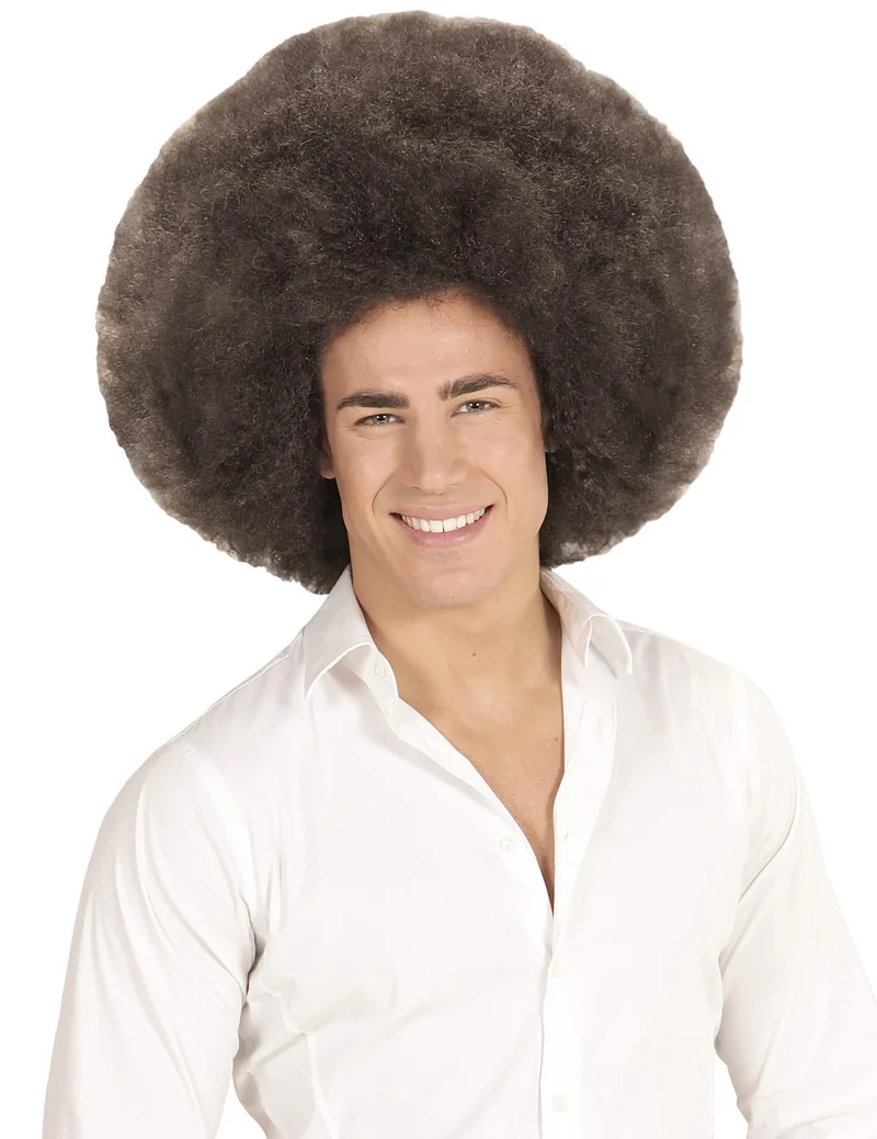 Braune Afro-Perücke mit Extra-Volumen für Erwachsene