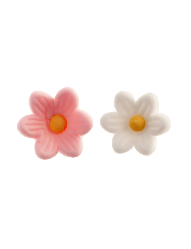 14 Zuckerdekorationen Gänseblümchen rosa und weiß 2,5 cm