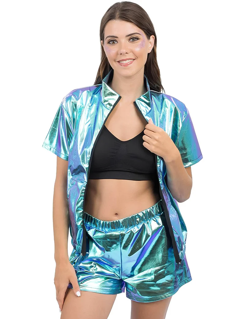 Irisierendes blaues Kostüm für Damen
