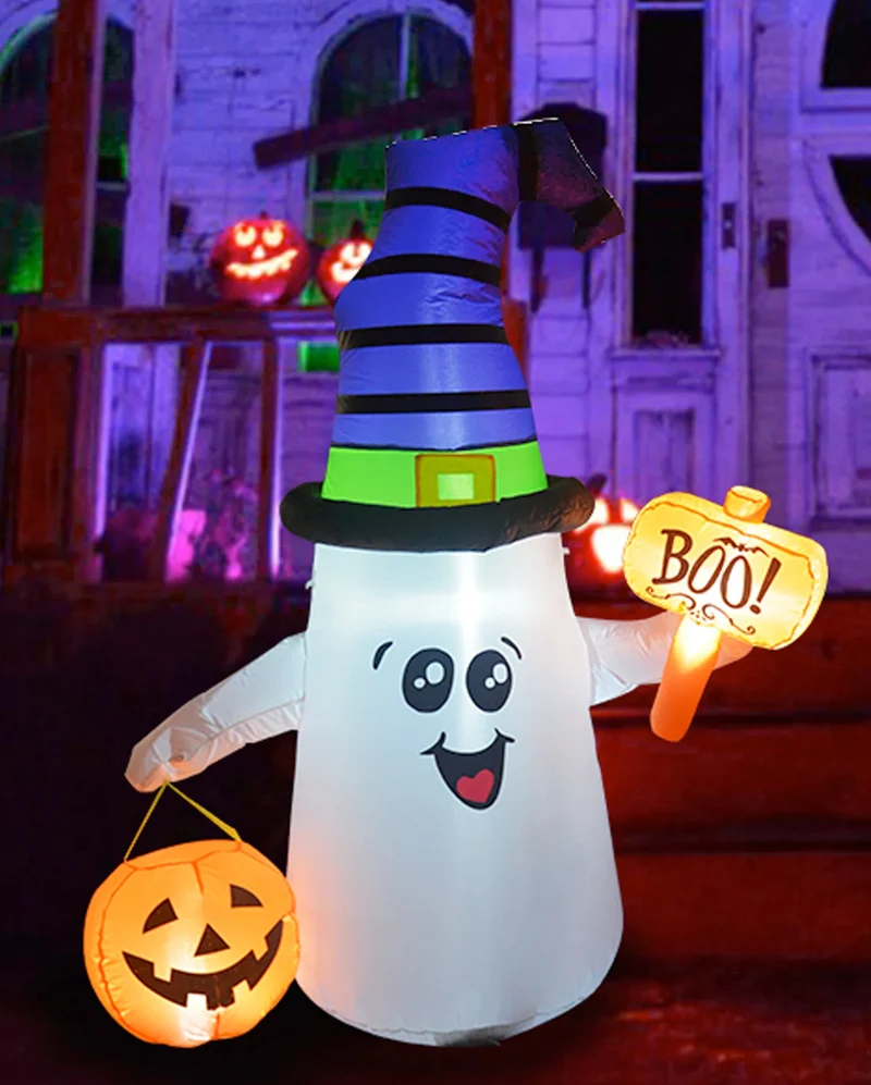 Aufblasbarer leuchtender Halloween Geist mit Kürbis 150 cm
