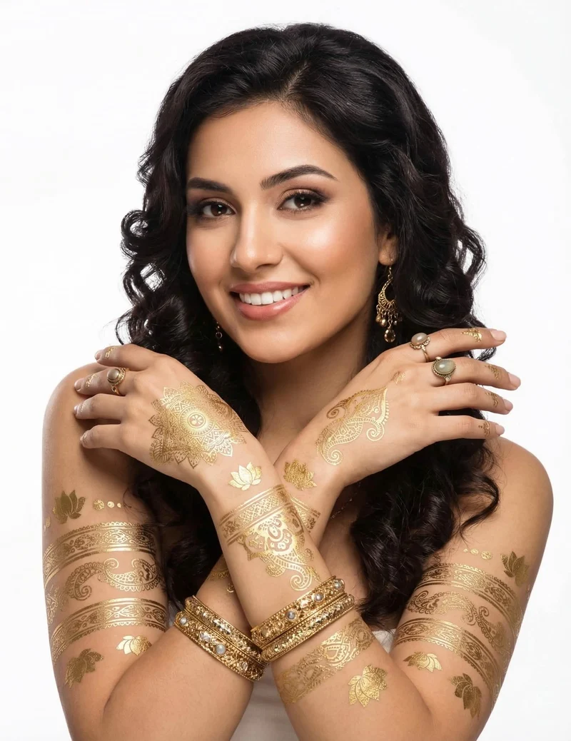 Goldene orientalische Tattoos für Erwachsene