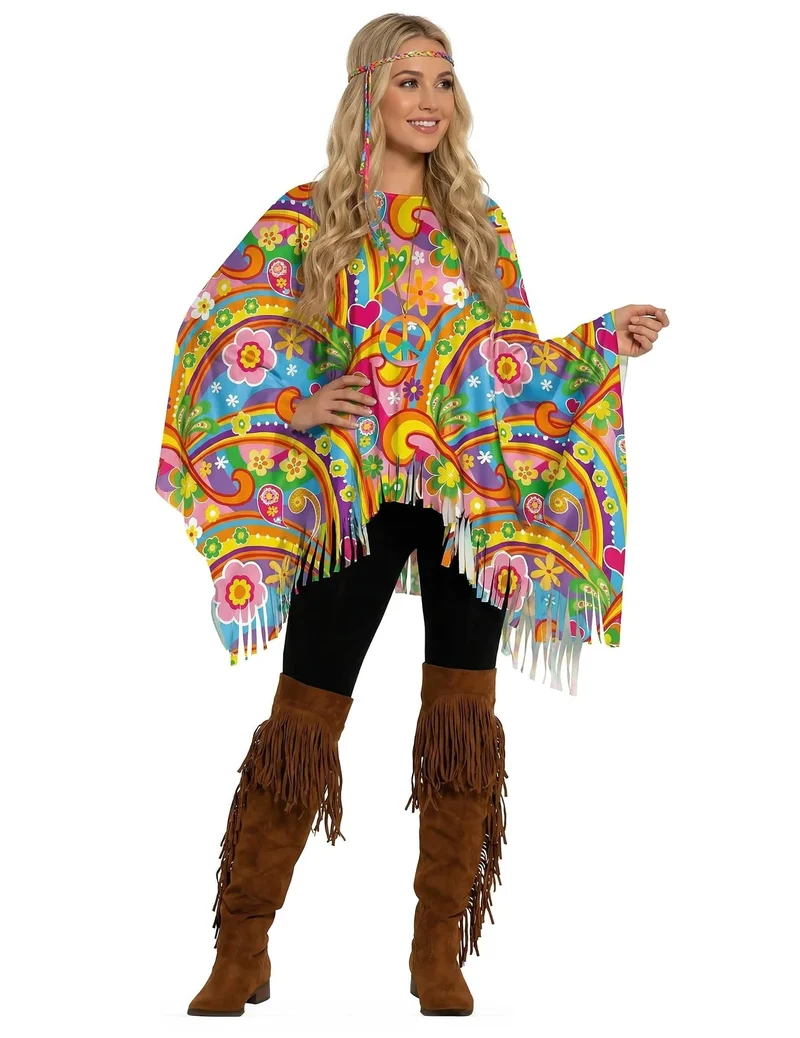 Peace and Love Poncho für Erwachsene