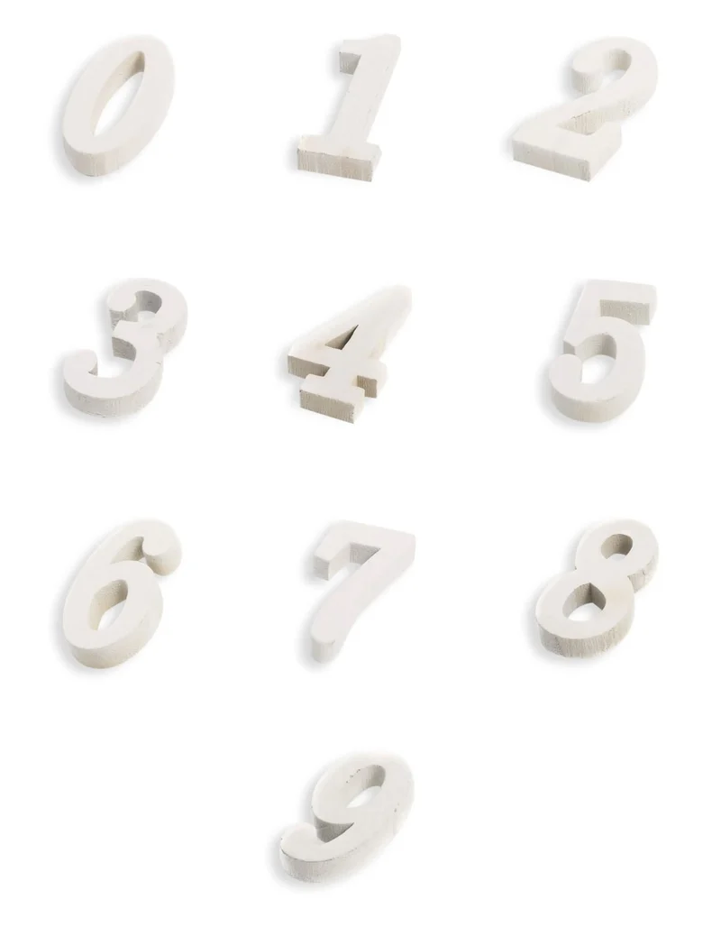 Holzzahl naturweiß 5 cm für Hochzeit und Geburtstag