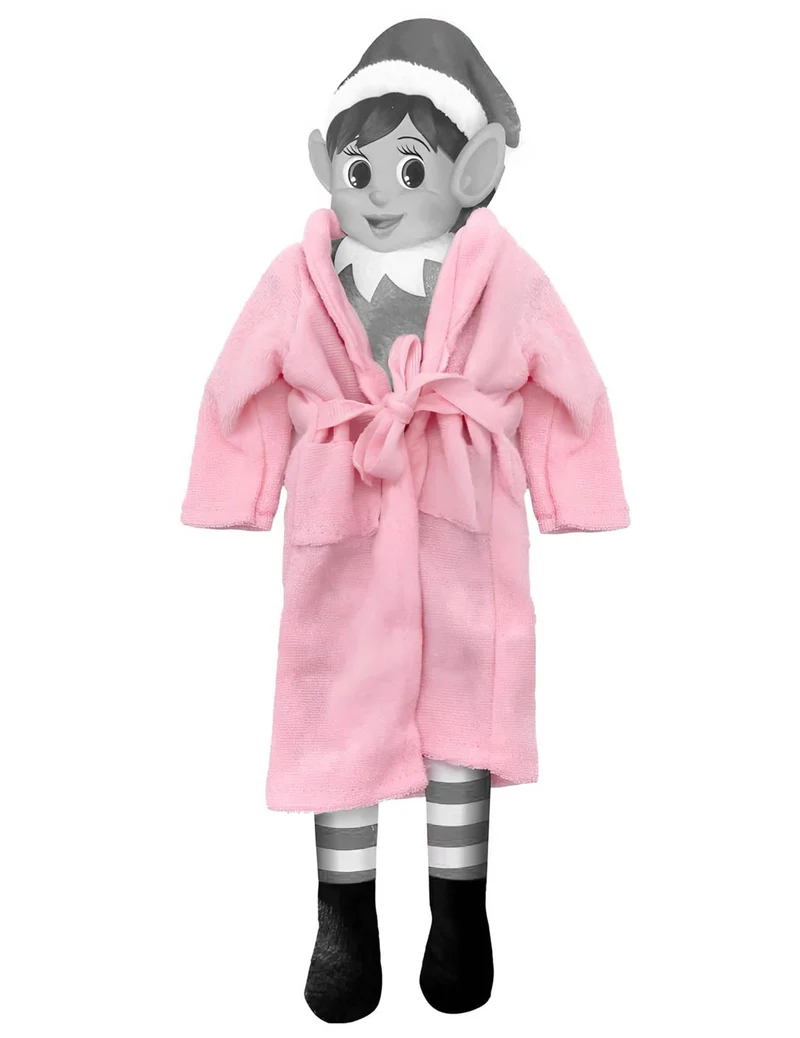 Rosa Bademantel für Weihnachtswichtel-Puppe