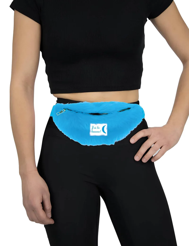 Blaue Plüsch-Bauchtasche