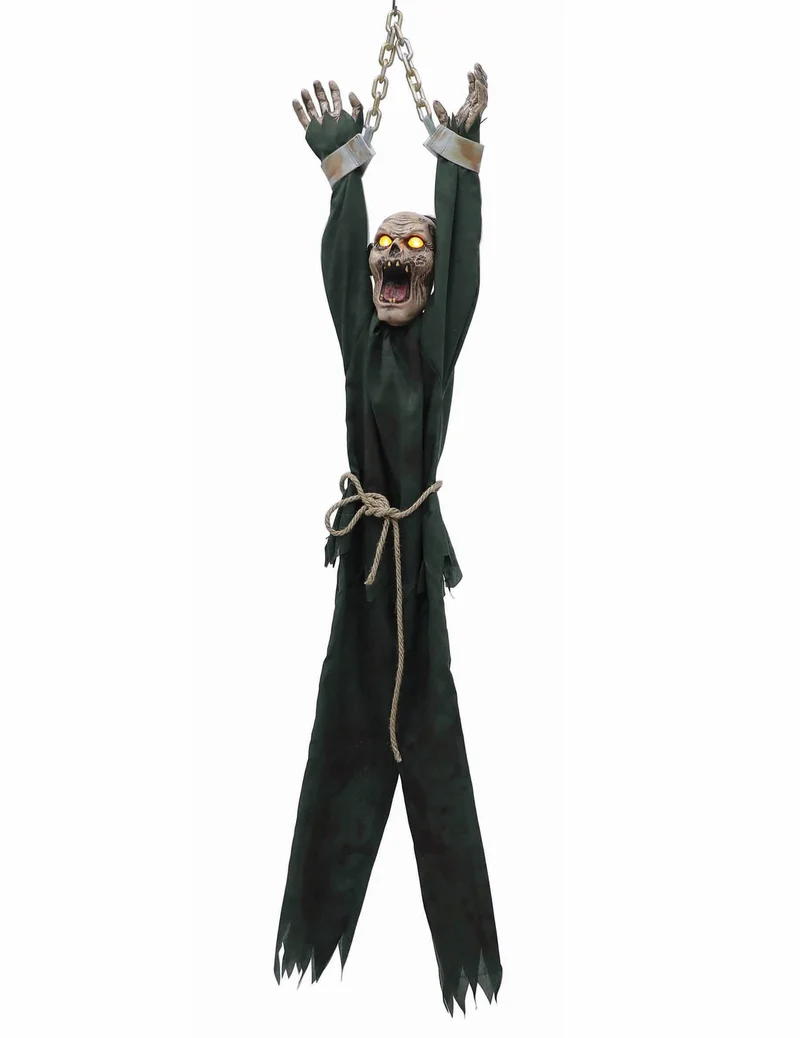 Gefangener Zombie Animatronic Hängedeko 1,4 m schwarz