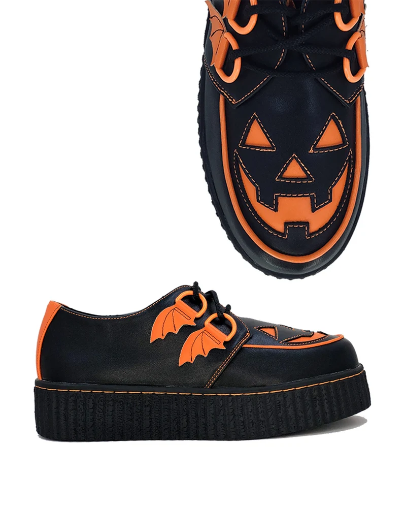 Schwarze Jack O'lantern Trick or Treat Schuhe