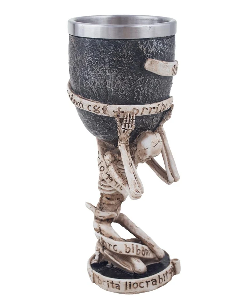 Trinkbecher mit kniendem Skelett 18cm
