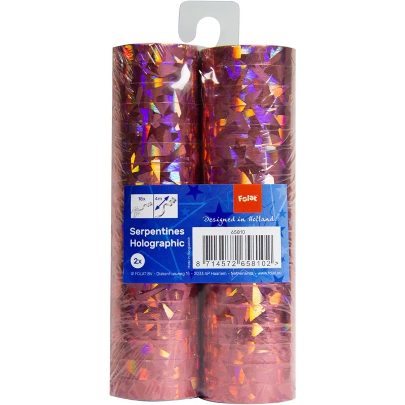 Rosa Serpentinen Holographisch 4m 18 Ringe 2St