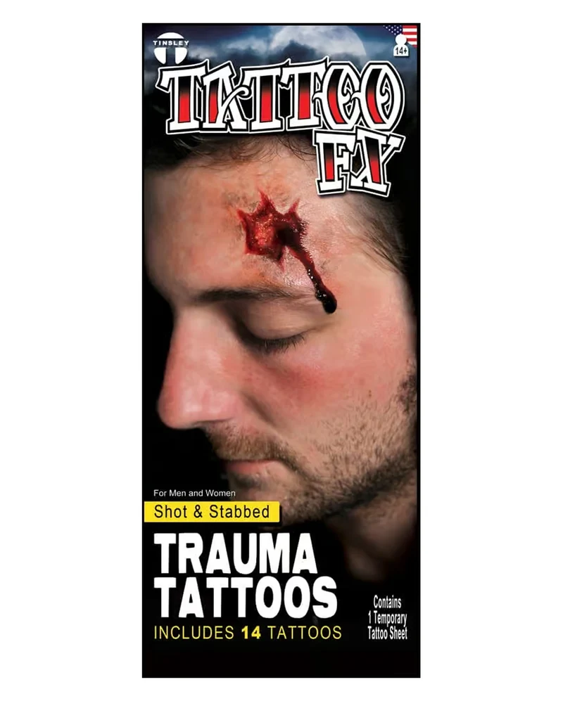 Erschossen & Erstochen Aufklebetattoo