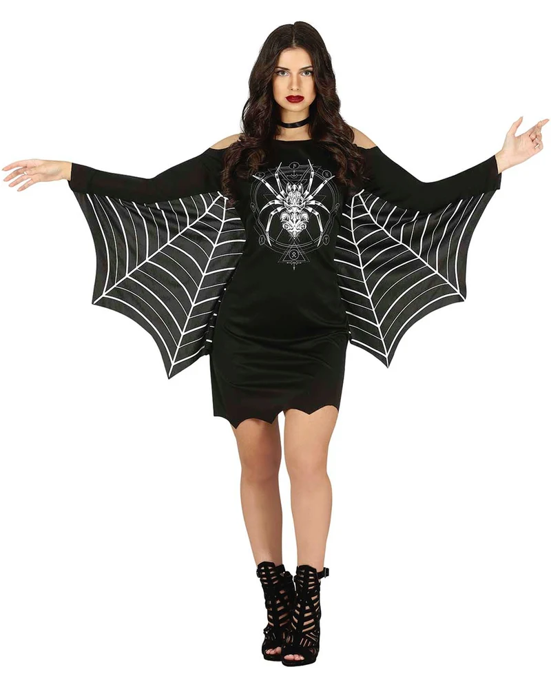 Spinnen Kostüm mit Fledermaus Ärmel