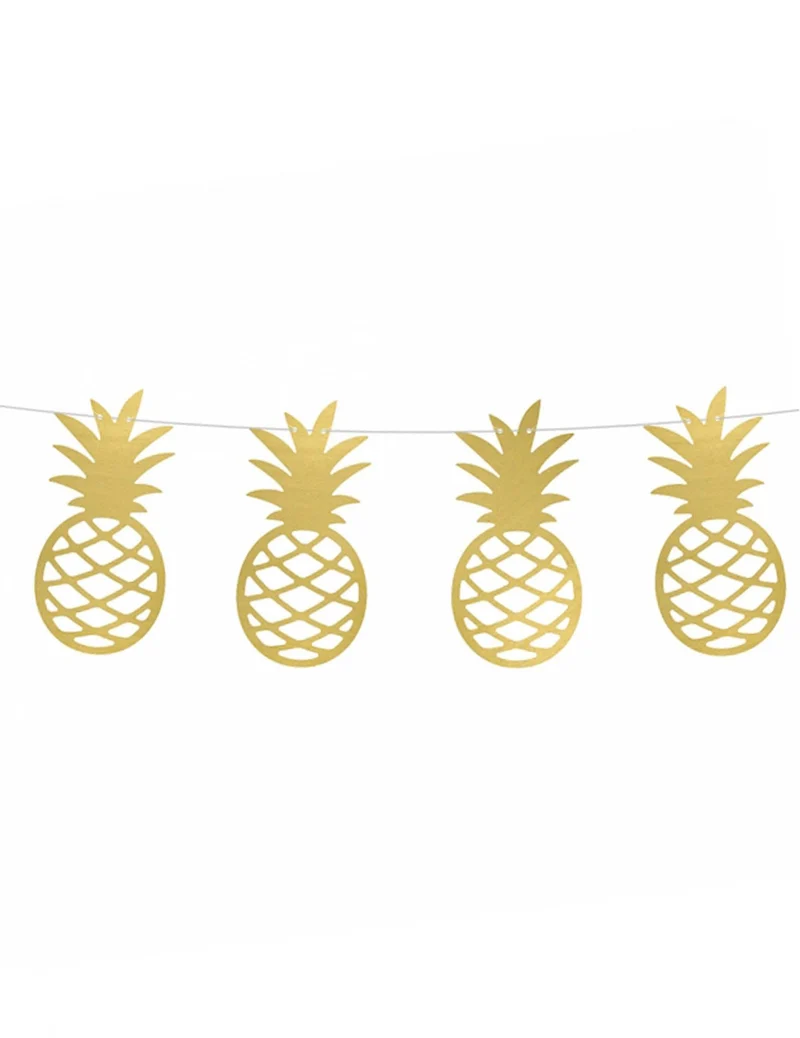 DIY-Girlande goldfarbener Metallic-Ananas 150 cm Deko-Set