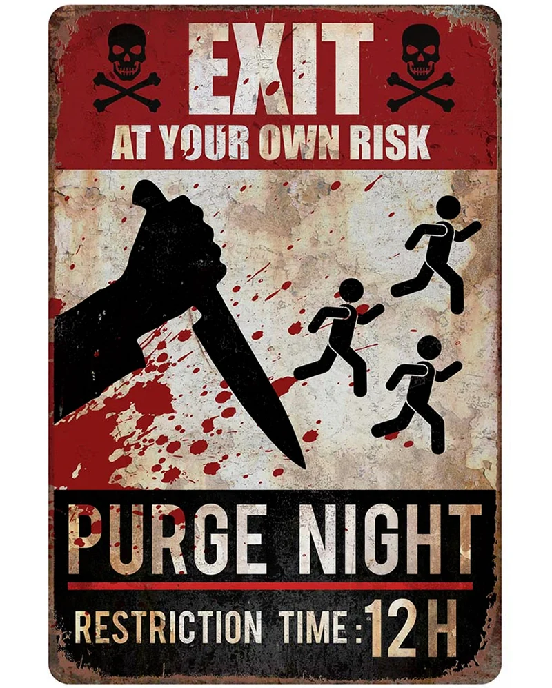 Warnschild Purge Night 24x36 cm