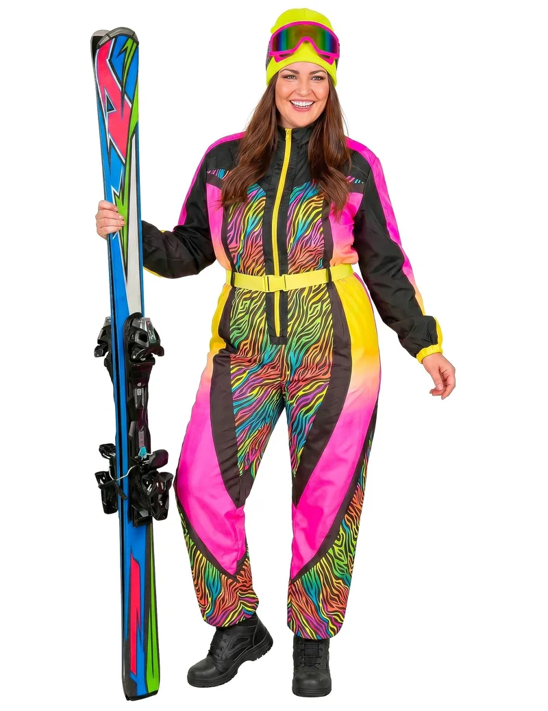 Buntes Zebra-Skifahrerkostüm für Erwachsene in Übergröße