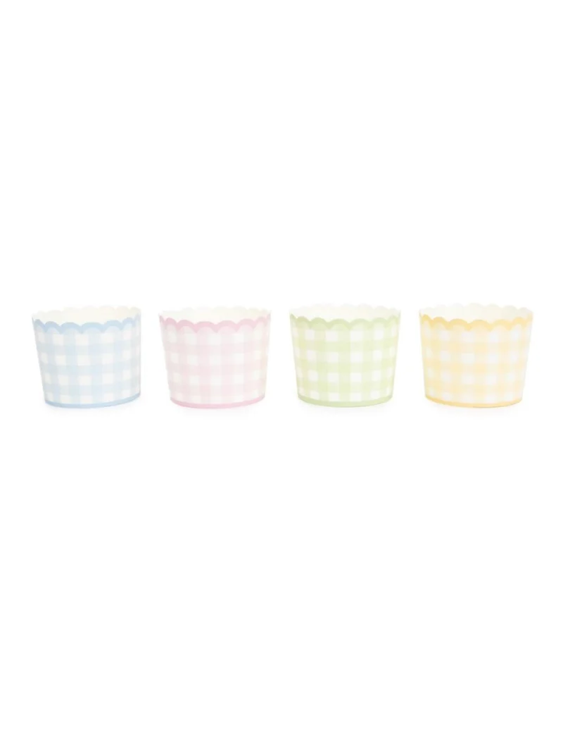 8 kleine Pappbecher Vichy-Karo Pastell 200 ml