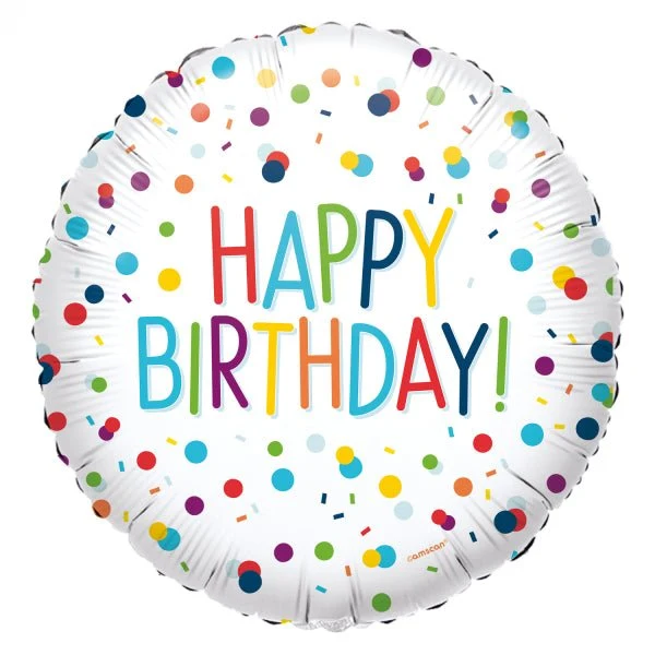 Happy Birthday Heliumballon Bunte Punkte 43cm