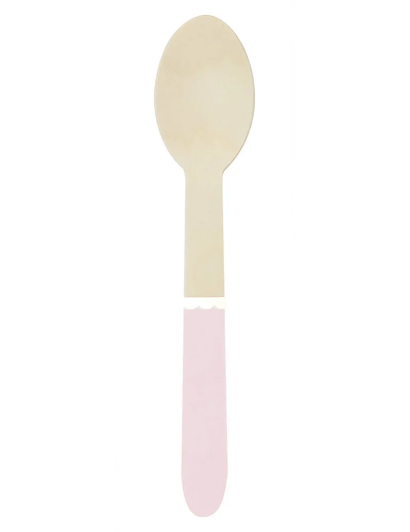 8 kleine Holzlöffel in Pastellrosa