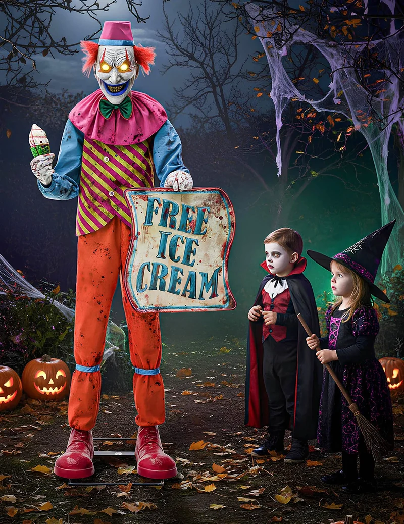 Furchterrgender Clown Animatronic Deko 1,8m bunt