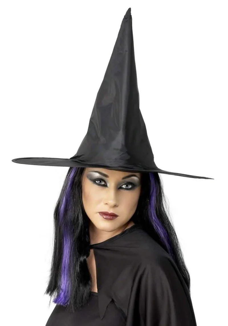 Schwarzer Halloween Hexenhut für Erwachsene