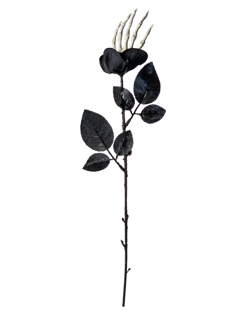 Schwarze Rose mit Knochenhand