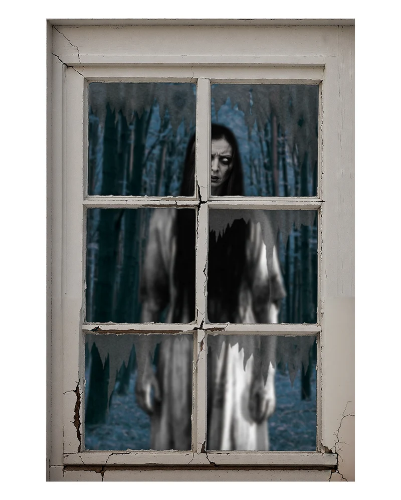 Creepy Geistermädchen Halloween Fensterdeko