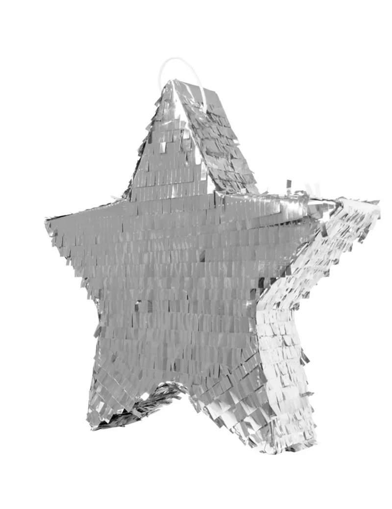 Silberner Stern Piñata 45 x 12 cm zum Befüllen