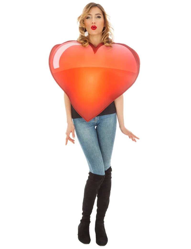 Emoji™-Herz Unisex-Kostüm für Erwachsene rot