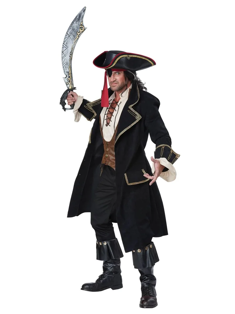 Deluxe Piratenkostüm für Herren schwarz-braun-weiss