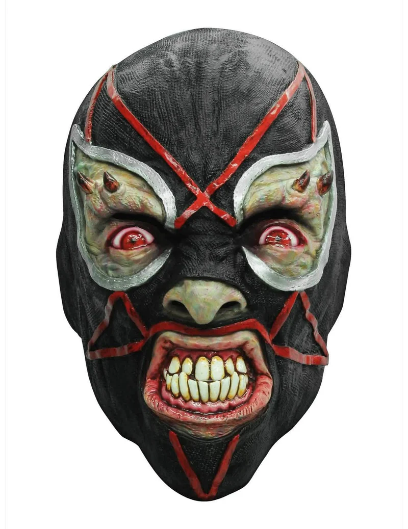 Schwarze dämonische Wrestler-Maske aus Latex