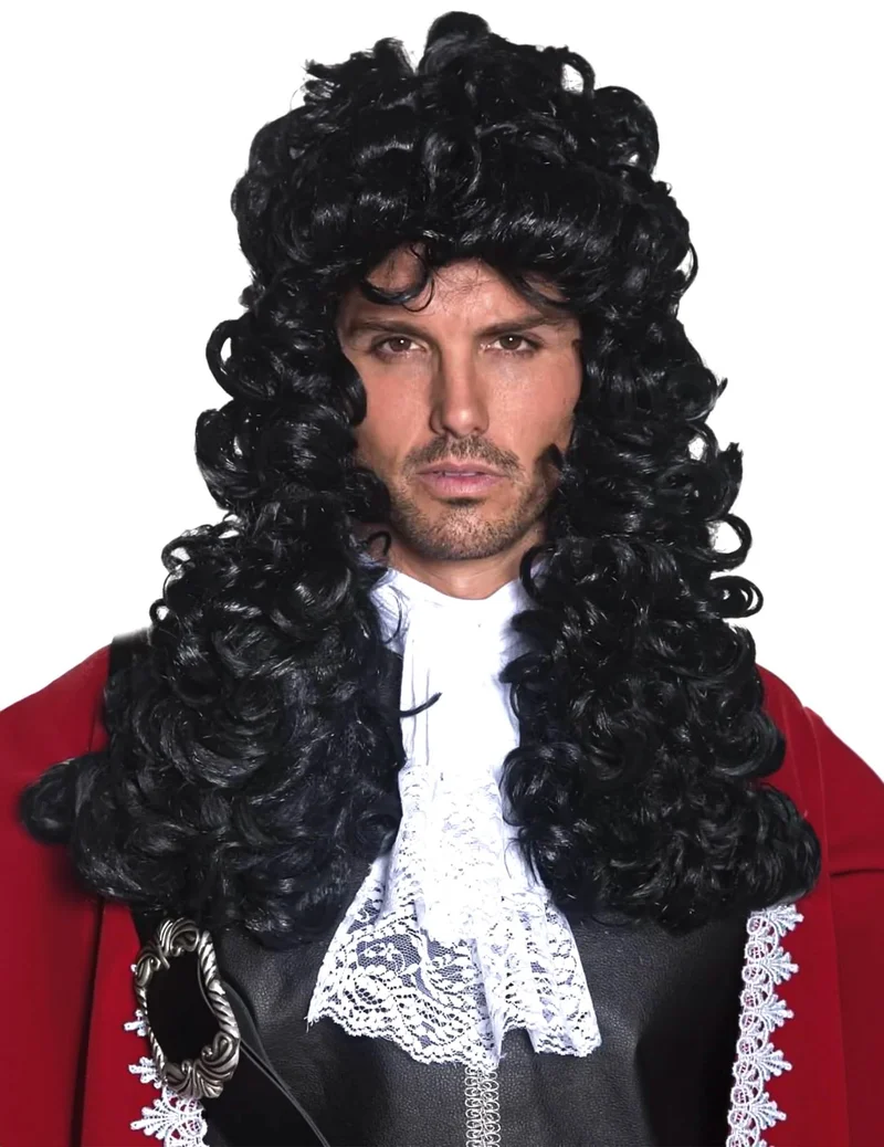 Piratenperücke gelockt für Herren schwarz
