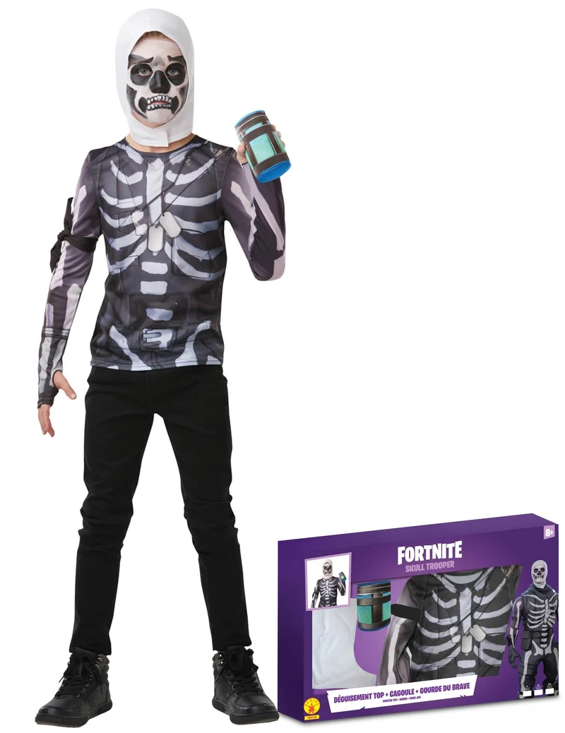 Skull-Trooper™-Kostüm Fortnite™ für Kinder und Jugendliche schwarz-weiß