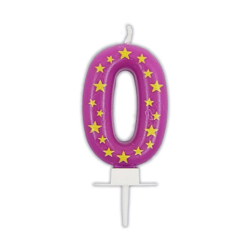 0 Jahr Kerze Rosa mit Sternen