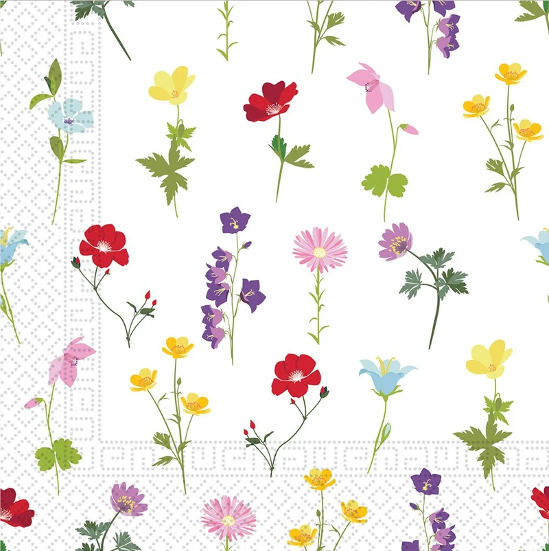 Blumen Servietten Weiß 33cm 20Stück