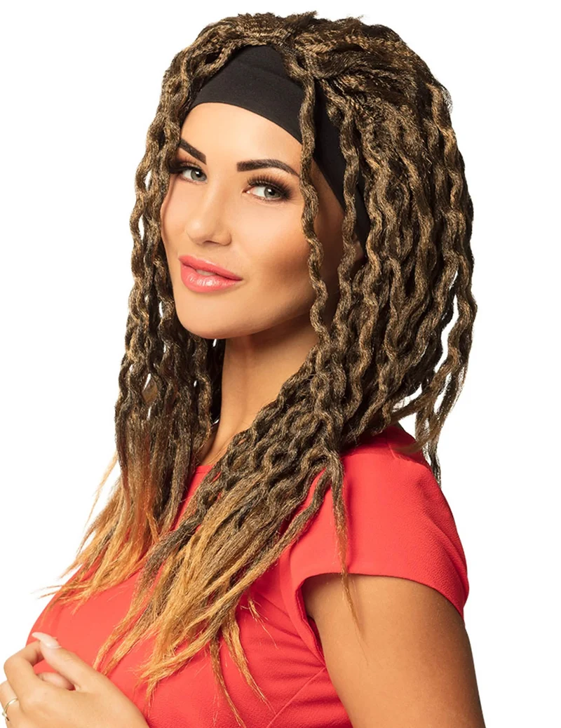 braune Rasta Perücke für Damen