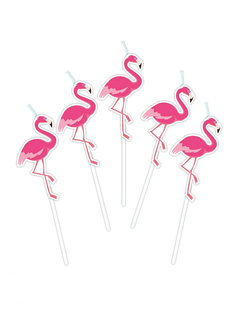 Flamingo-Kerzen Partyzubehör 5 Stück pink 8 cm