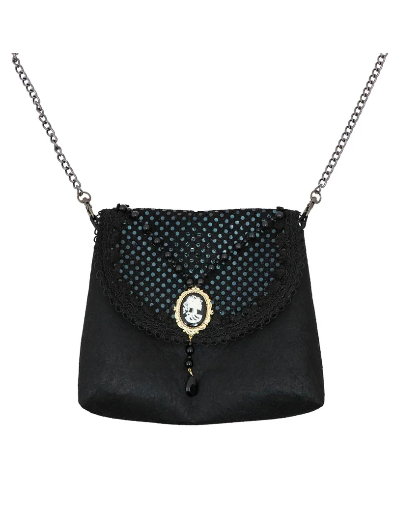 Stilvolle Gothic-Handtasche mit Kamee Accessoire schwarz