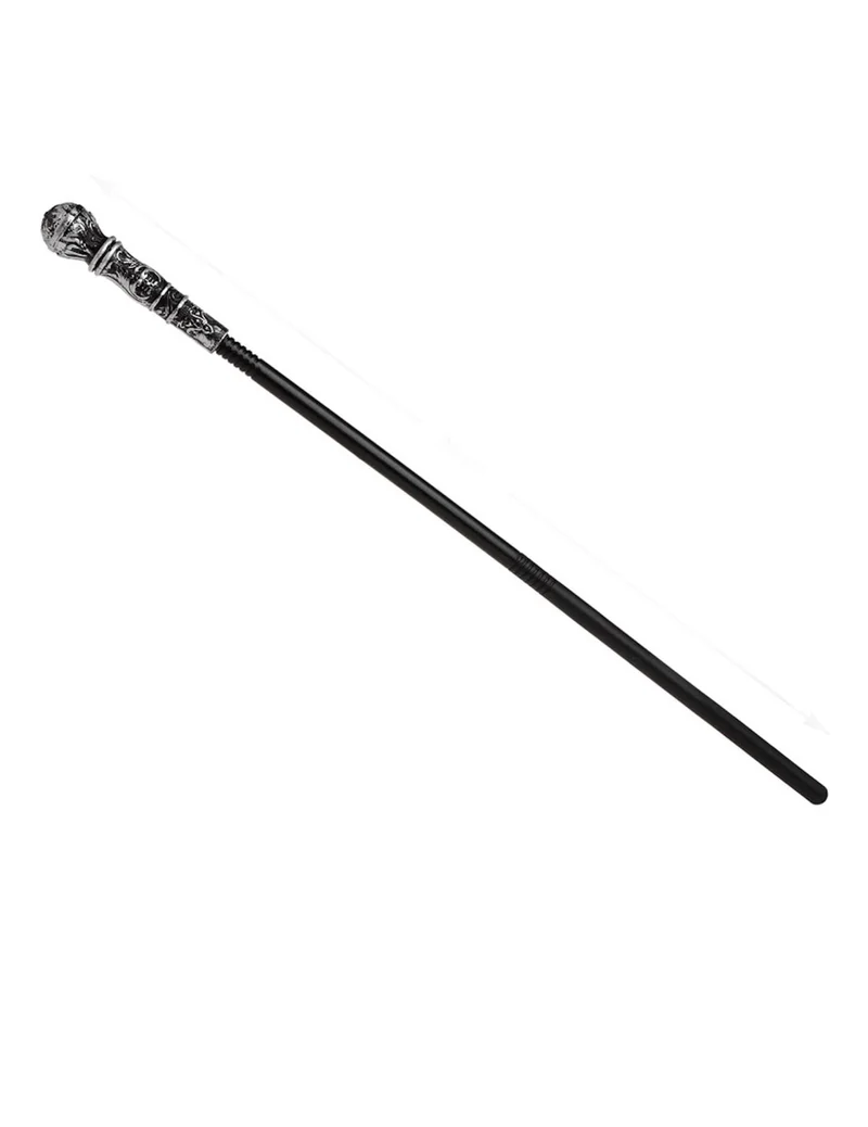 Silbernes Zepter Kostüm-Accessoire schwarz-silber 80 cm