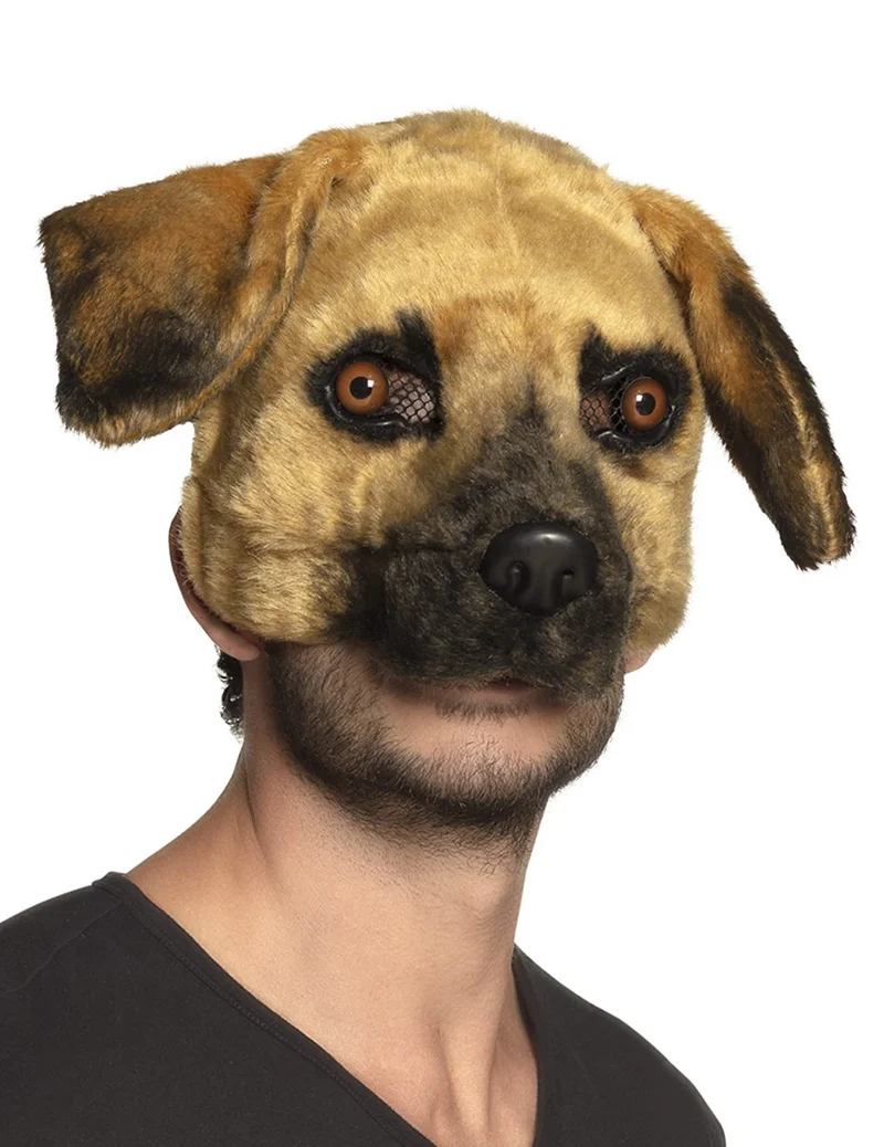 Realistische Hunde-Maske für Fasching Tiermaske braun