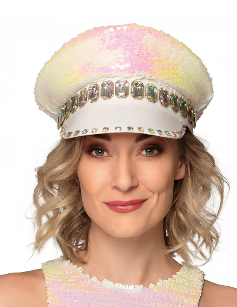 Schicke Disco-Mütze mit Pailletten Accessoire für Erwachsene bunt 28 x 15 x 26 cm
