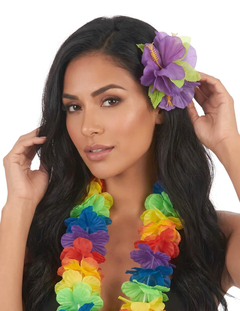 Haarklammer Hawaii mit lila Blumen