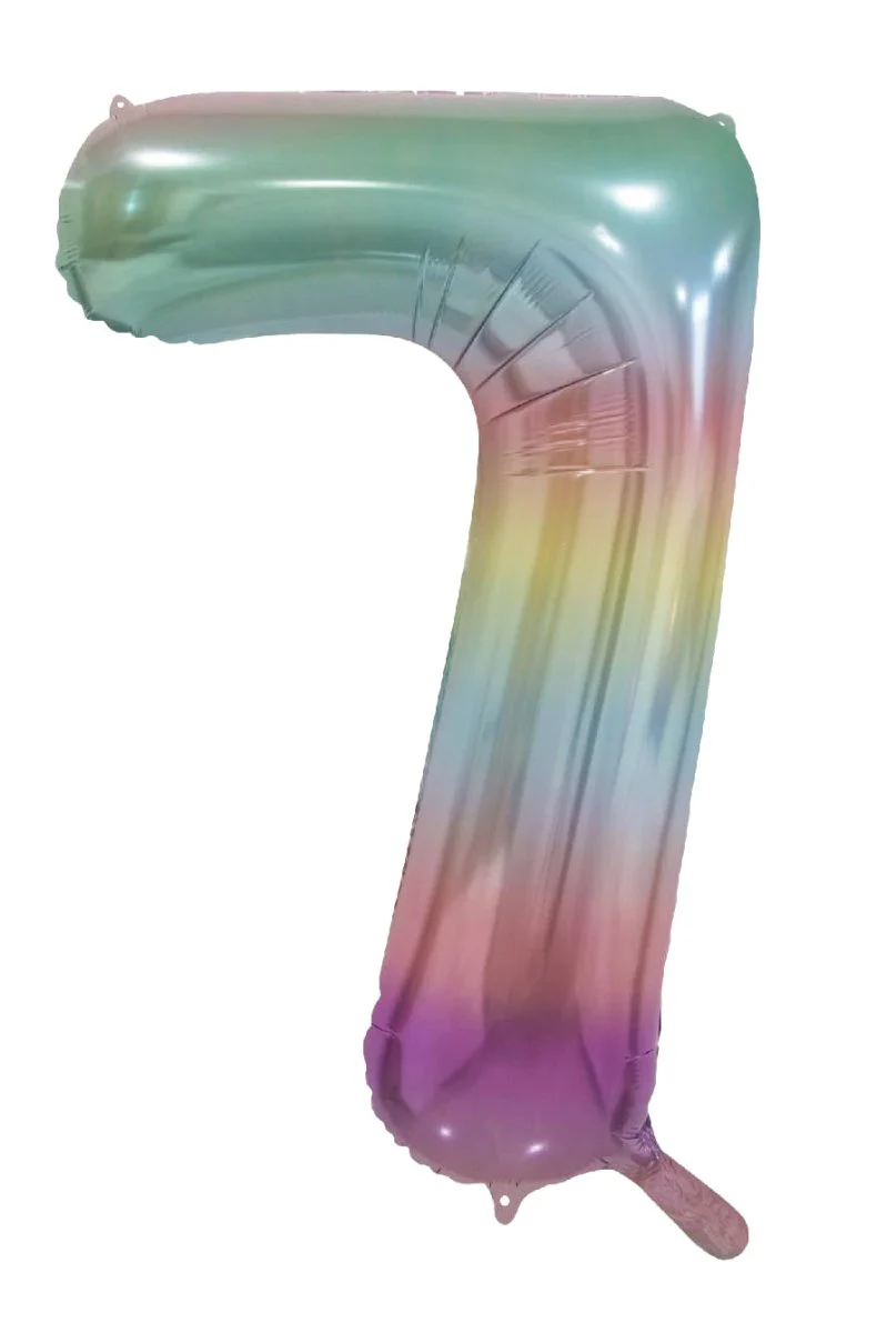 7 Jahre Helium Ballon Regenbogen Pastell Leer 86cm