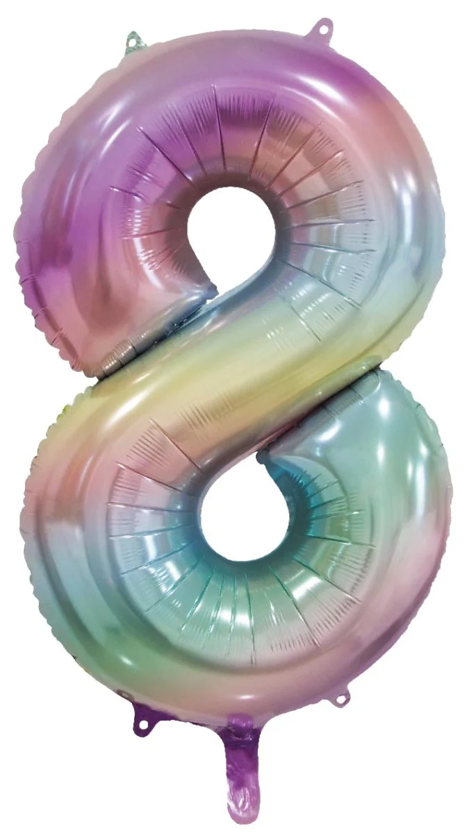 8 Jahre Helium Ballon Regenbogen Pastell Leer 86cm