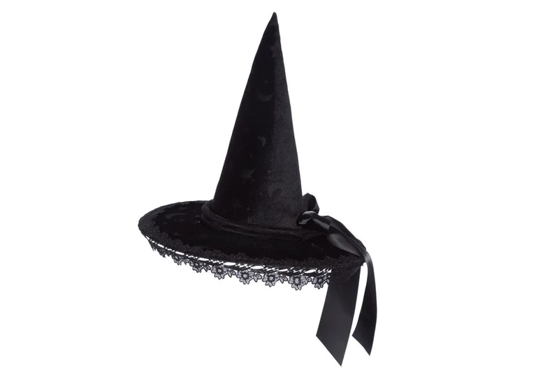 Schwarzer Hexenhut Spitze Fransen