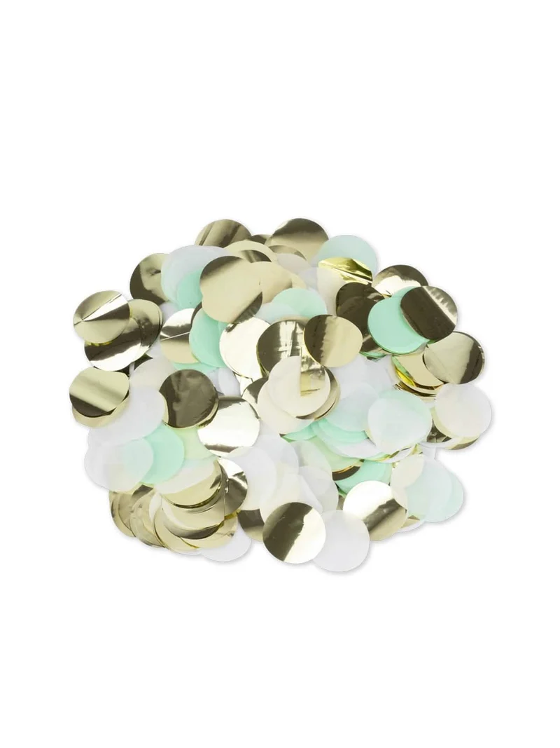 Konfetti aus Papier, Minze, Weiß und Gold, 3 cm, schicke Tischdekoration