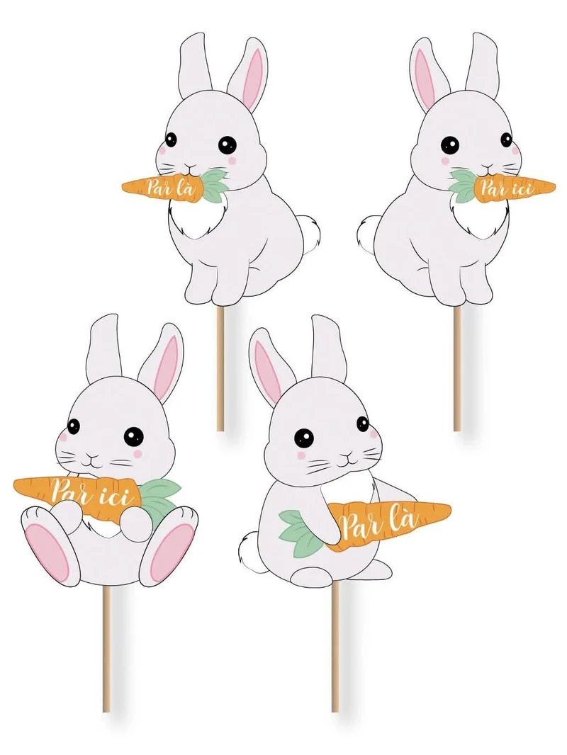 Hasen-Ostereiersuche-Set 15 x 24 cm, 8 Schilder und Schablone