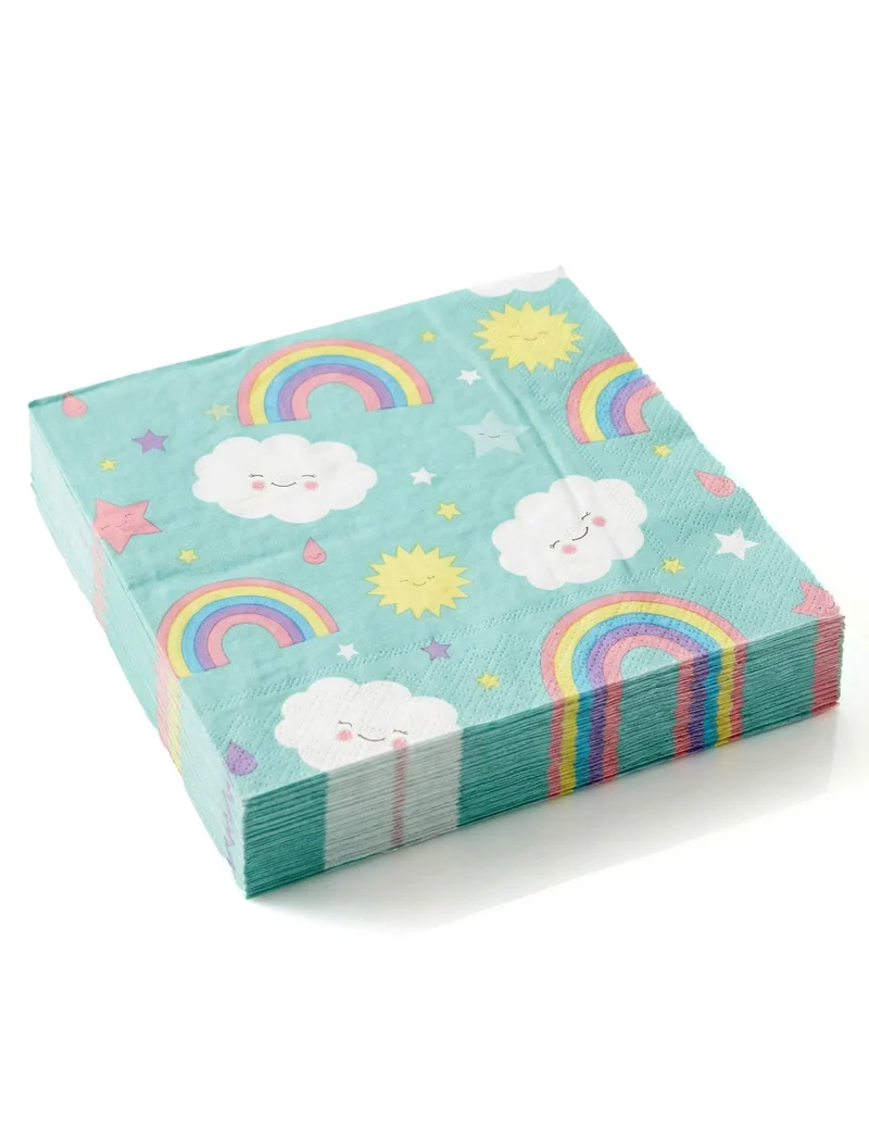 20 Papierservietten kleine Wolke 33 x 33 cm Regenbogen