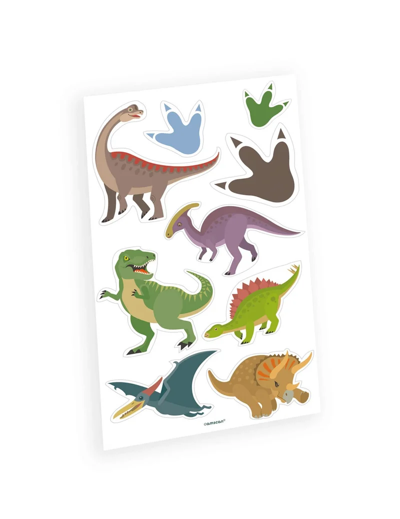Temporäre Tattoos große Dinosaurier, 9er-Bogen