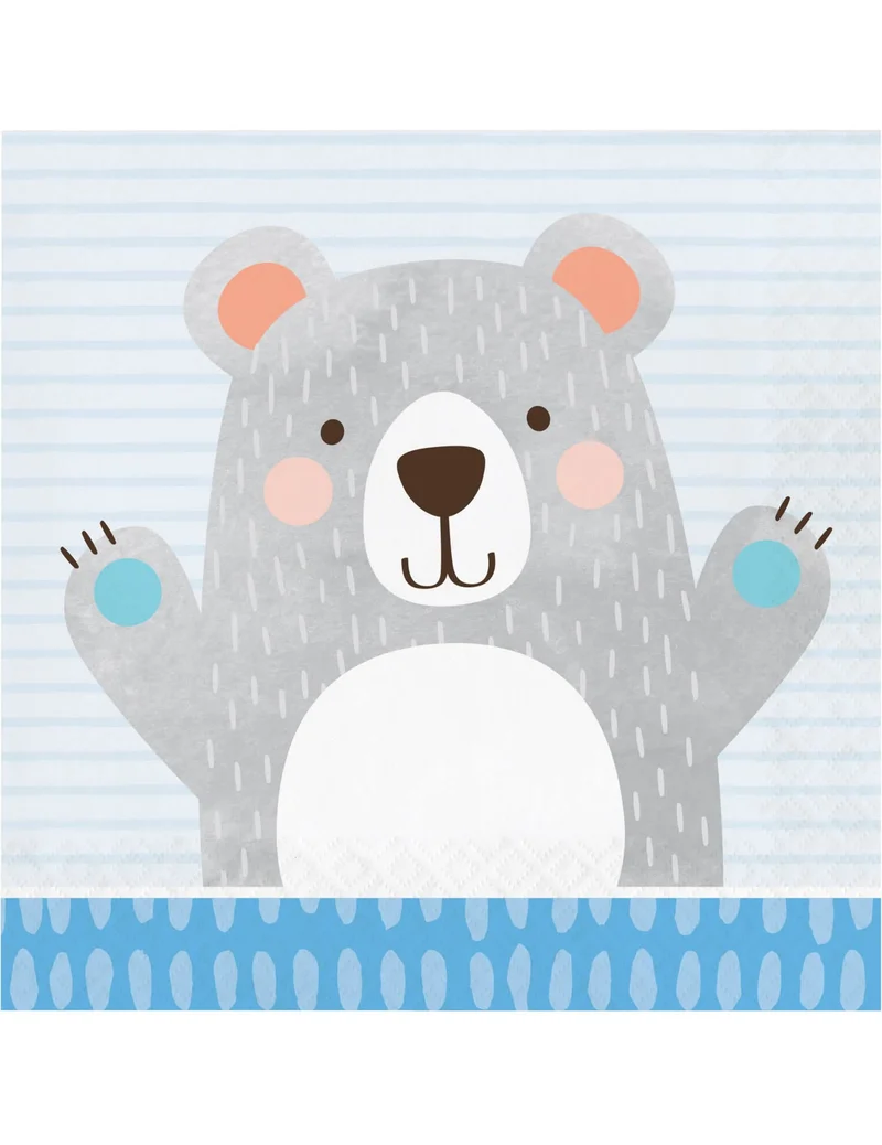 16 Papierservietten Kleiner Grauer Bär 33 x 33 cm für Babyparty